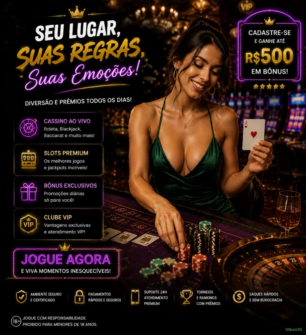 Imagem promocional das apostas esportivas da 55bet55
